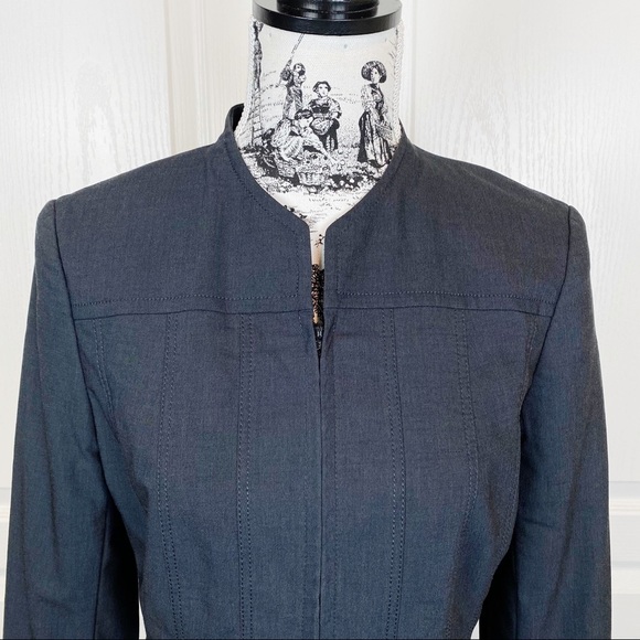 AKRIS Wool Blend Zip Up Blazer Jacket Gunmetal - Picture 4 of 6